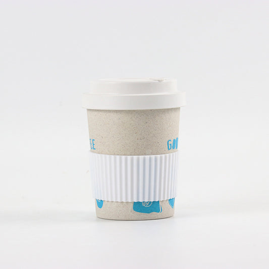 Custom Reusable Organic Bamboo Fiber Coffee Cup Eco Friendly Coffee Tumbler and Travel Mug with Leak-Proof Cup Cover