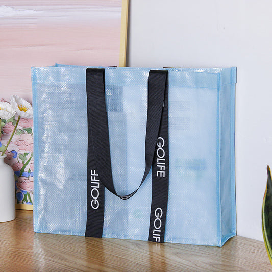 Custom Reusable Translucent PP Woven Grocery Bags Environmentally Friendly Shopping Tote Bag