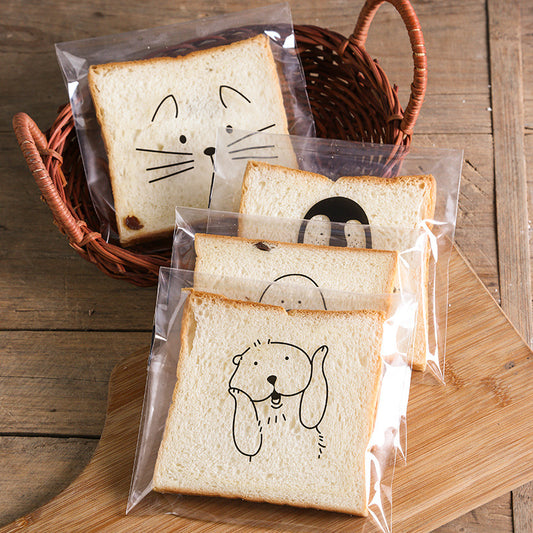 Animal Pattern OPP Cellophane Self Adhesive Bags for Bakery Cookies Homemade Bread 18x15.2cm 200 Pcs