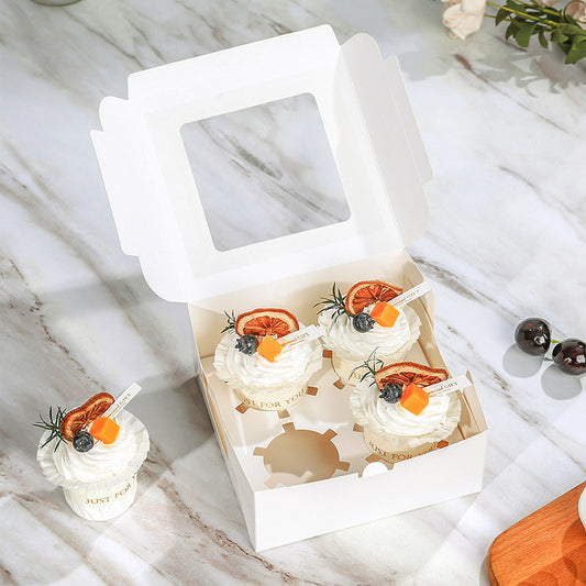 White Paper Cupcake Box with Window 10 packs