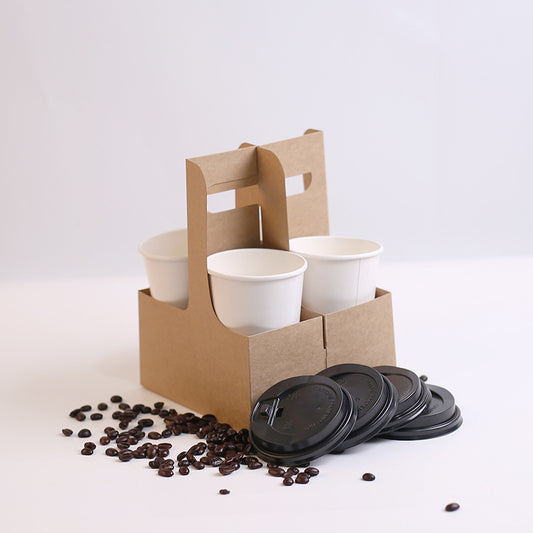 Paper Cardboard Coffee to Go Carrier Holder Disposable Coffee Tray for Hot Drink 100 Packs