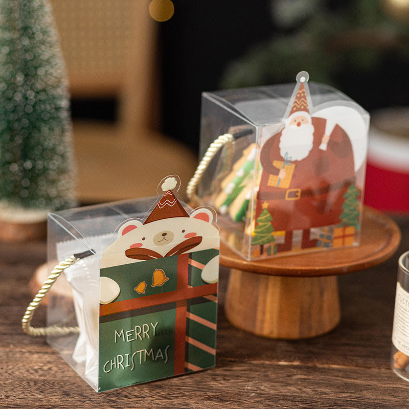 Christmas Mini Gift Box Portable Transparent Plastic Packaging Box 10 packs