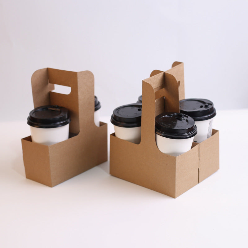 Paper Cardboard Coffee to Go Carrier Holder Disposable Coffee Tray for Hot Drink 100 Packs