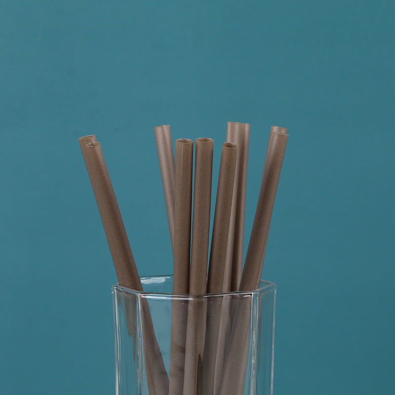 100% Biodegradable Coffee Bean Ground PLA Straws, Corn Plant-Based PLA Straw for Juice Cold Drinks/Coffee 200 Packs