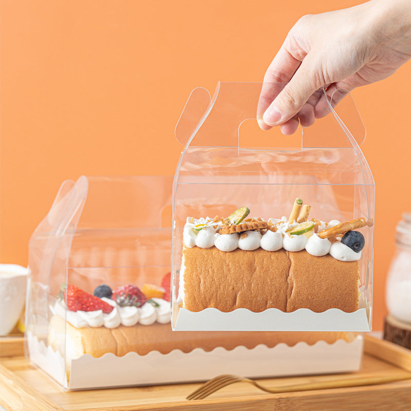 Clear PET Cake Boxes with Handle Cardboard 10 Packs