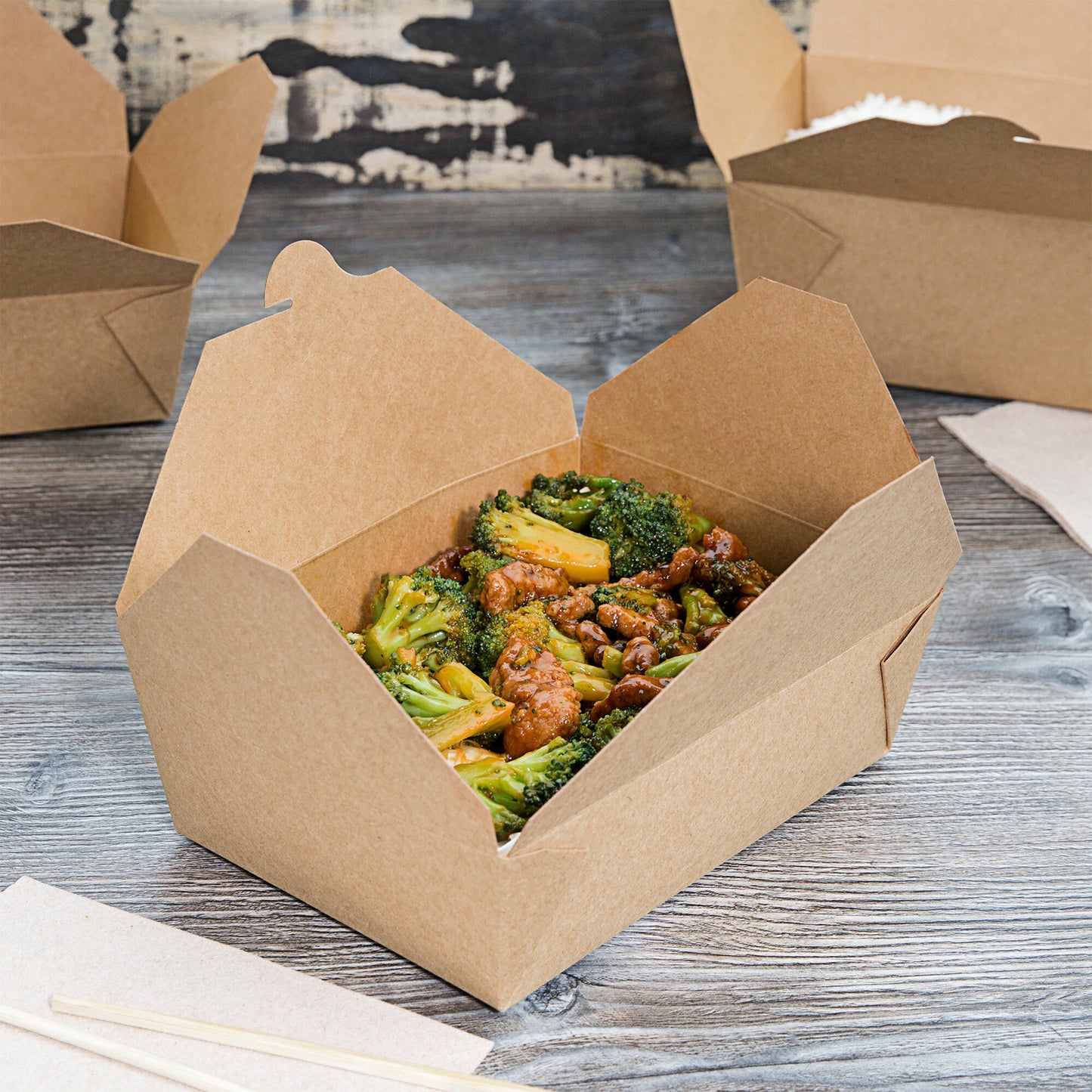 Disposable Kraft Paper Food Container Takeout Box