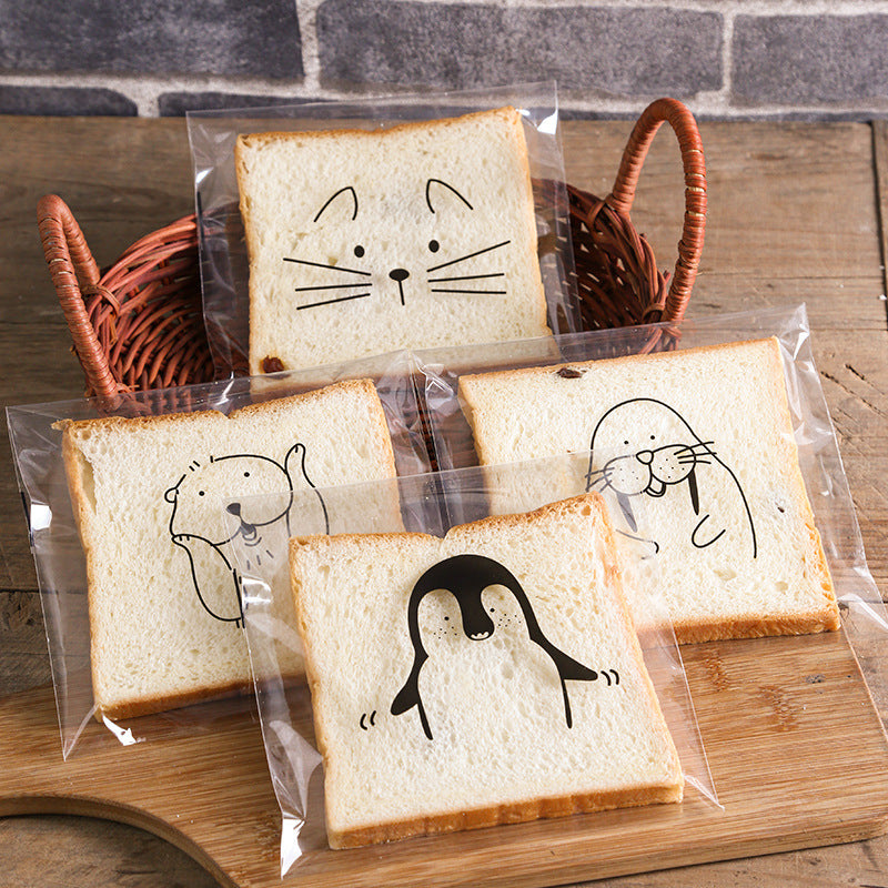 Animal Pattern OPP Cellophane Self Adhesive Bags for Bakery Cookies Homemade Bread 18x15.2cm 200 Pcs