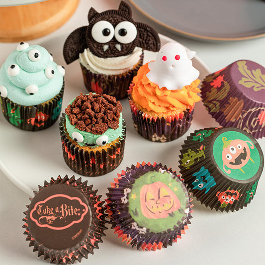 Halloween Baking Cups Food-Grade Greaseproof Paper Cupcake Liners 7x5x3.5cm 125 Pcs