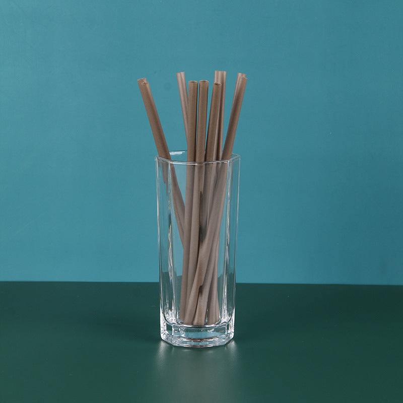 100% Biodegradable Coffee Bean Ground PLA Straws, Corn Plant-Based PLA Straw for Juice Cold Drinks/Coffee 200 Packs