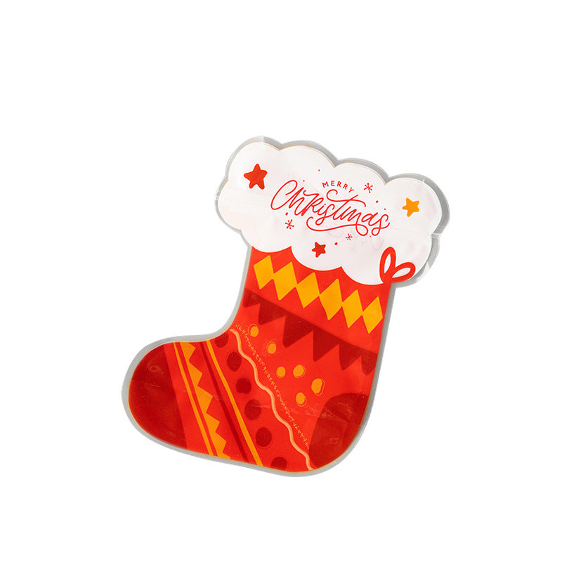 Christmas Sock Shape Cookie Snack Resealable Zipper Bag 7.8 x 5.39" 50pcs