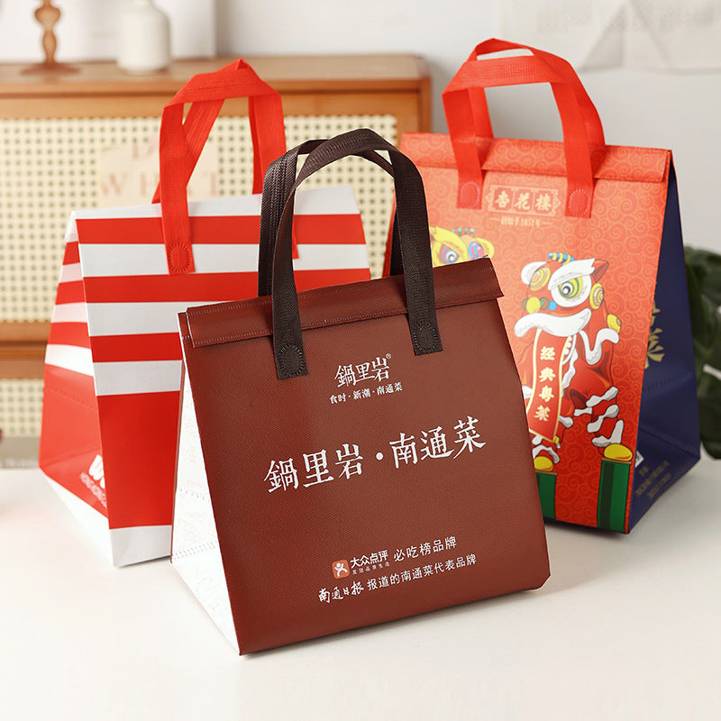 Custom Laminated Aluminum Foil Non-Woven Insulated Take Away Bag with Velcro Closure